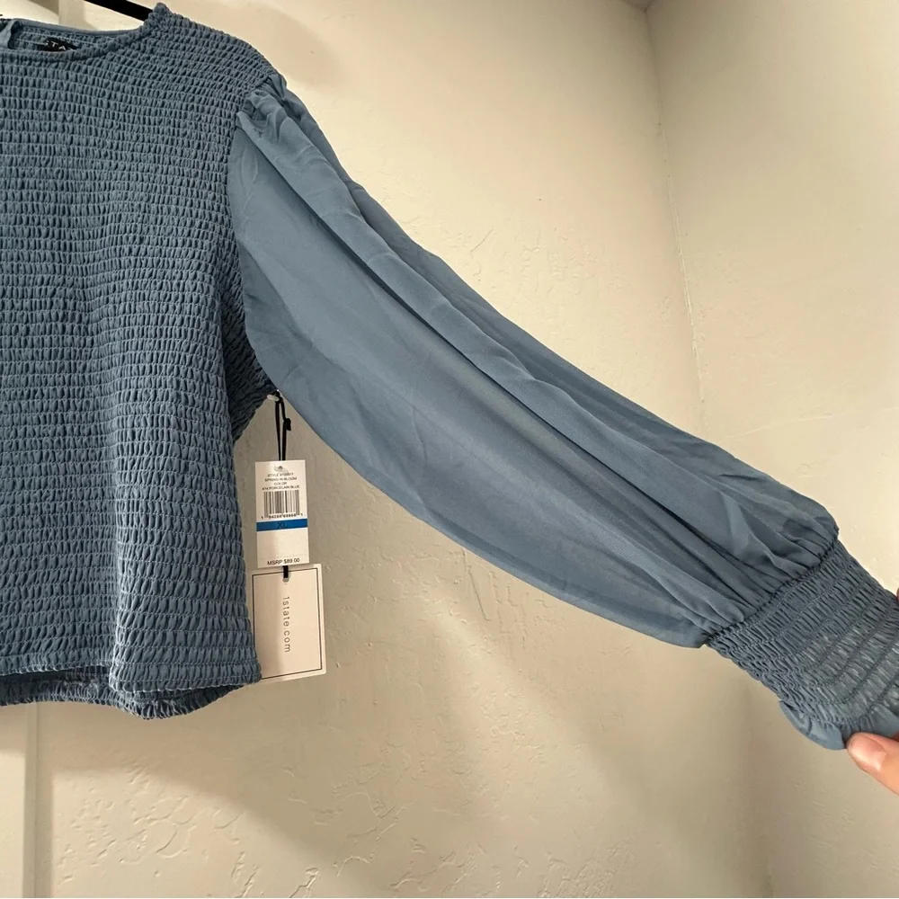 Nordstrom Powder Blue Smocked Blouse - Picture 8 of 14